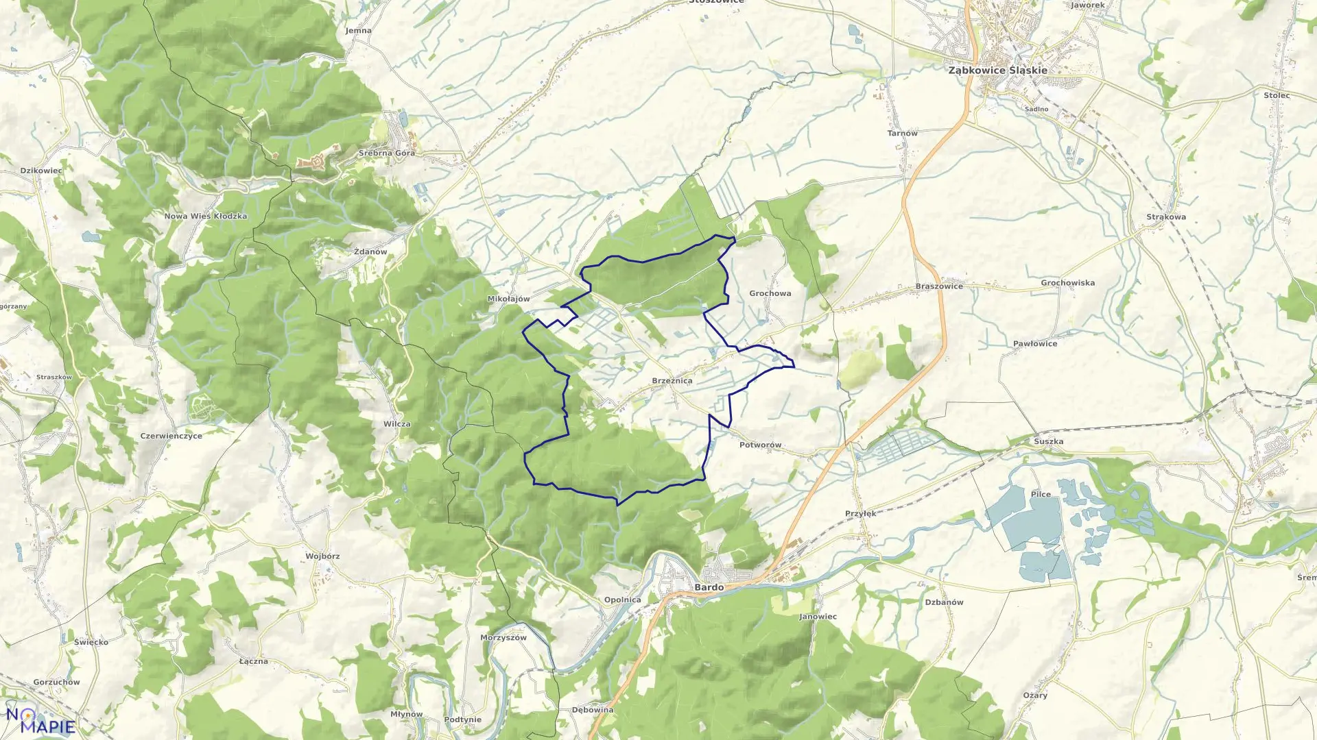 Mapa obrębu BRZEŹNICA w gminie Bardo