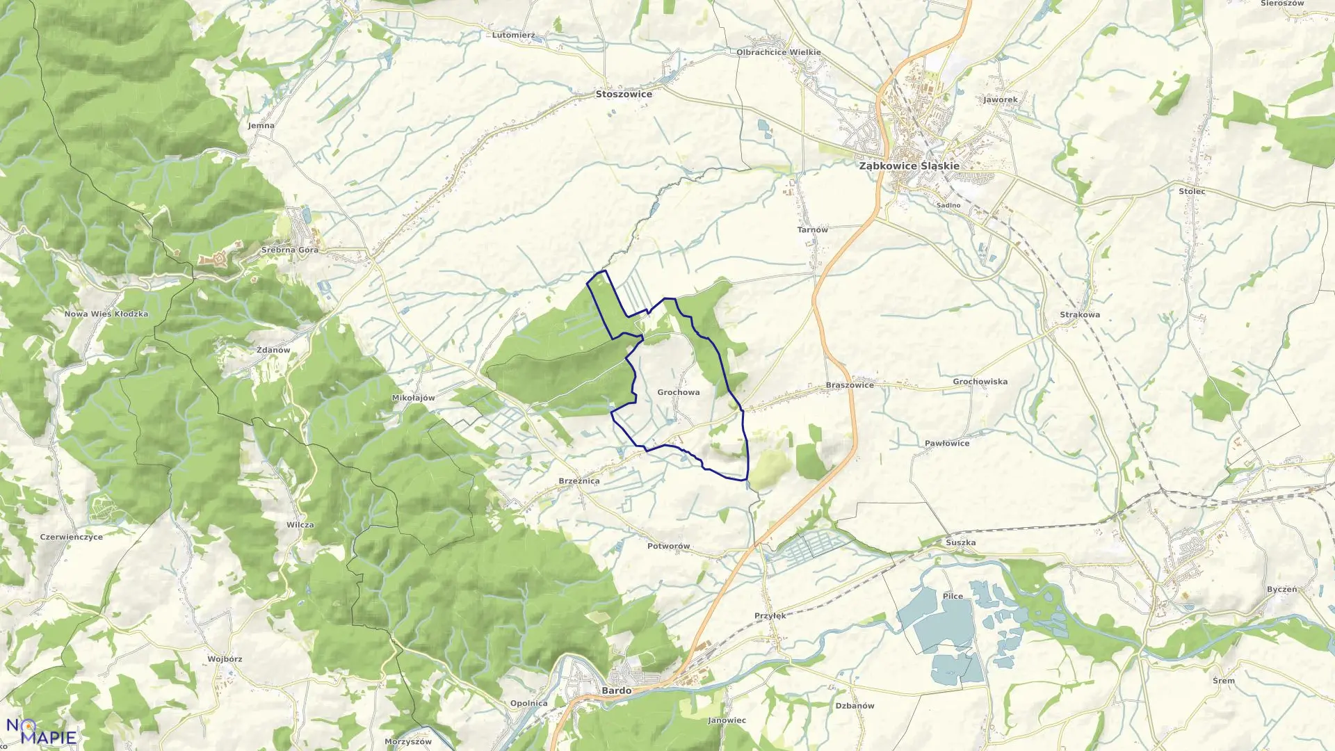 Mapa obrębu GROCHOWA w gminie Bardo