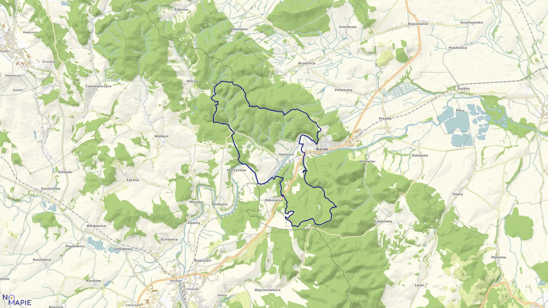 Mapa obrębu OPOLNICA w gminie Bardo