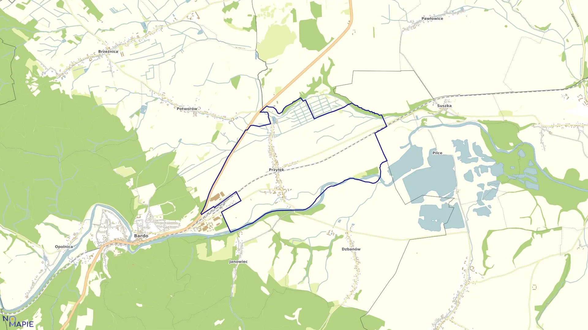 Mapa obrębu PRZYŁĘK w gminie Bardo